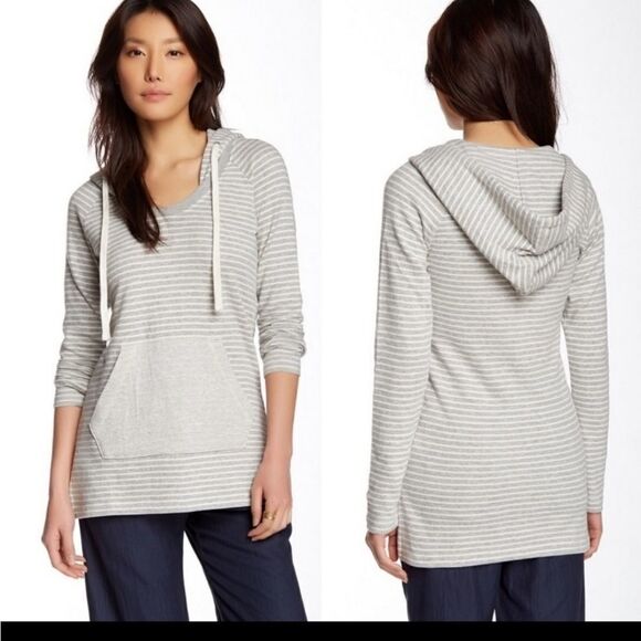 James Perse Striped Raglan Pullover Hoodie - Picture 2 of 8